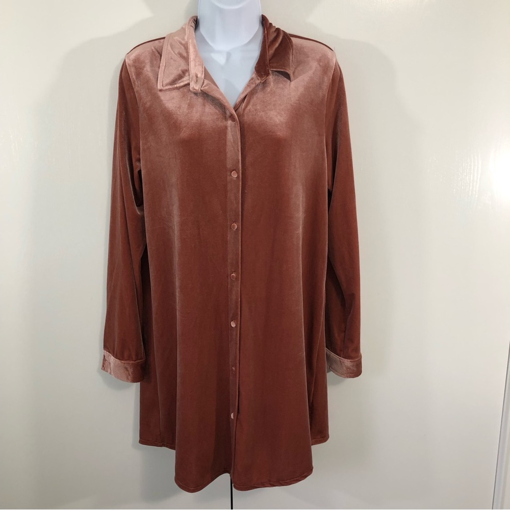 REVOLVE- By The Way Velvet Dusty Rose Button Down Shirt Dress. Sz M